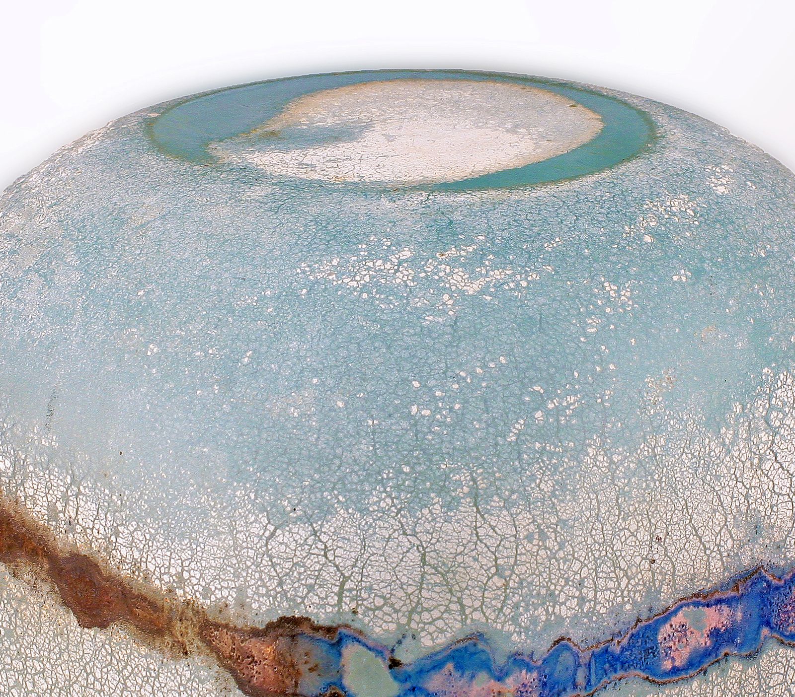 Mid 20th Century Modern Italian Frosted Murano Glass Decorative Scavo Bowl By Alfredo Barbini photo vintage
