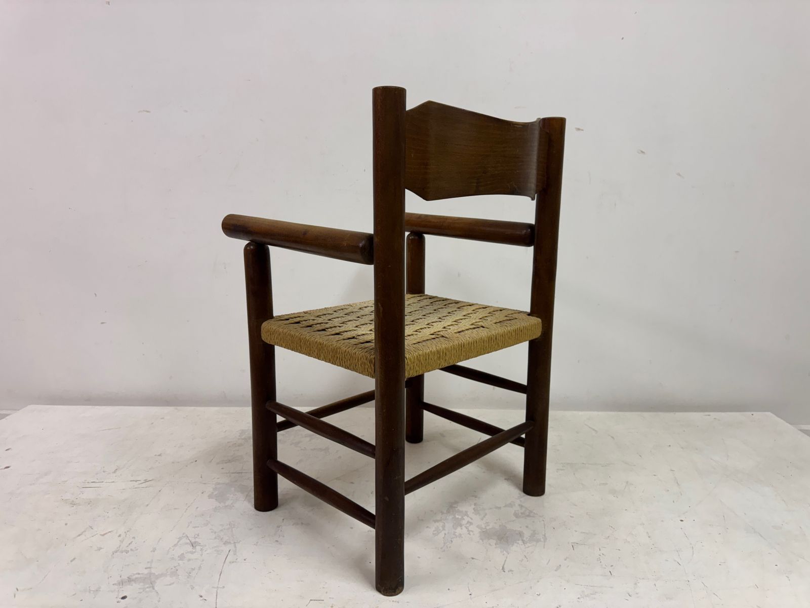 Mid Century Italian Armchair With Rush Seat photo furniture