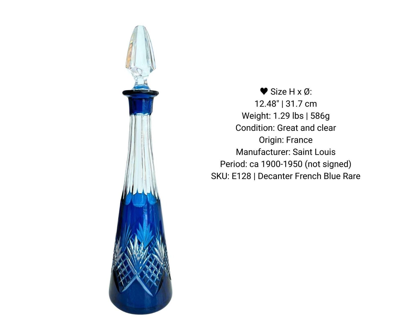 Saint Louis Decanter | 1 Stuk | Franse Blauwe Piramide Karaf photo Woonaccessoires