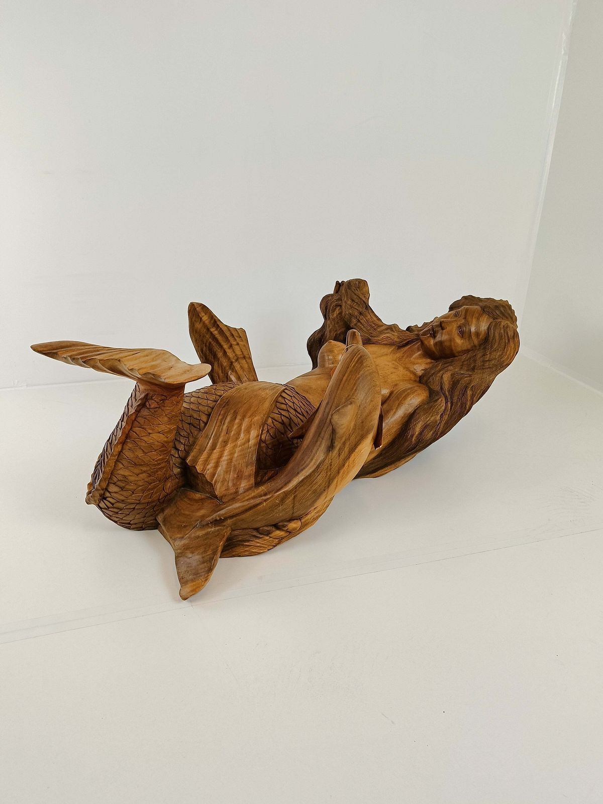 Wooden Mermaid Coffee Table With Glass Top photo for sale