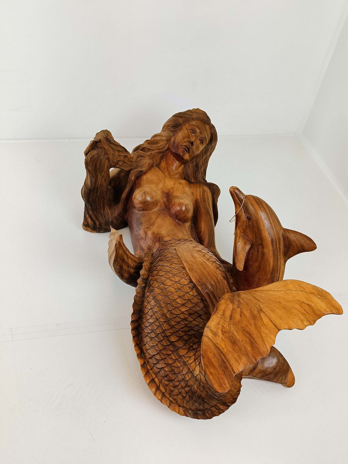 Wooden Mermaid Coffee Table With Glass Top photo Furniture