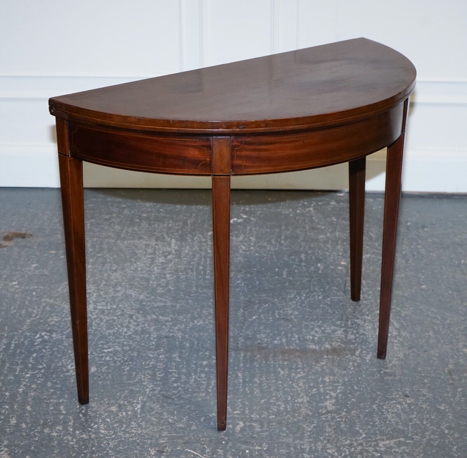 Fine Antique Circa 1890 Console Games Demi Lune Hallway Card Table Unfolds photo for sale