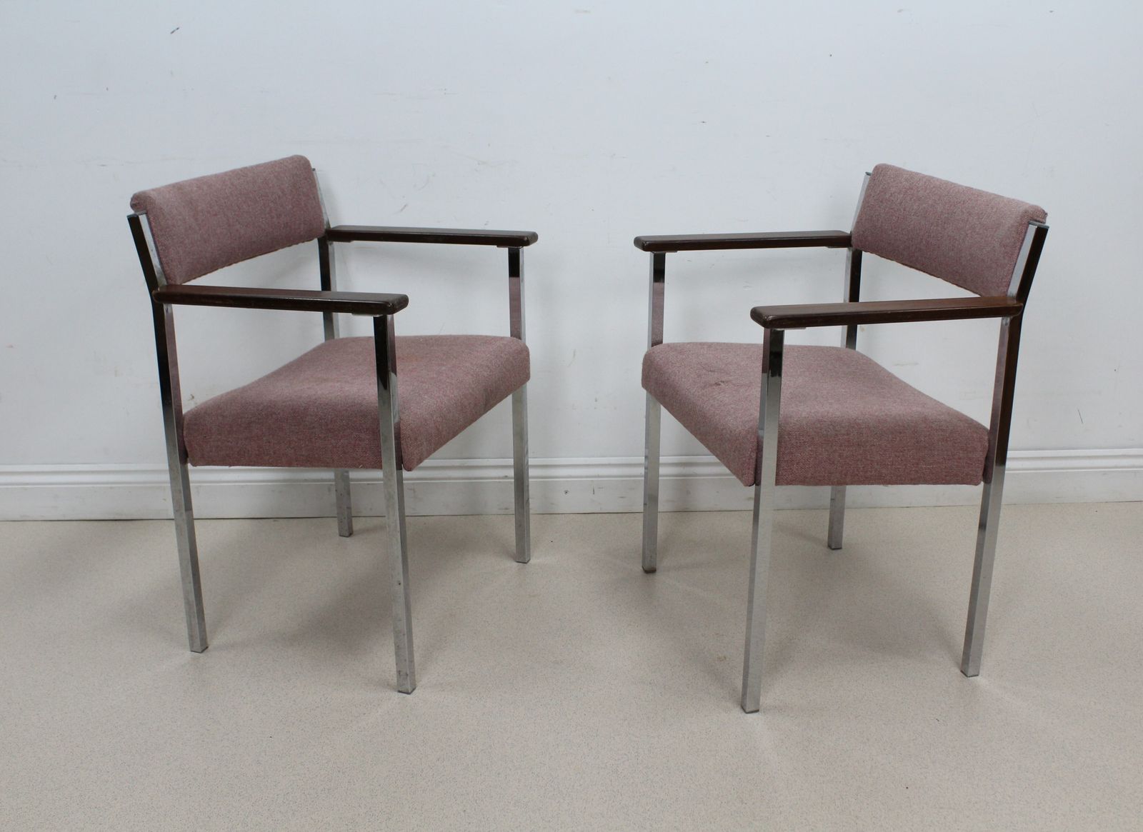 Set Of 2 Antocks Lairn Chrome And Teak Armchairs photo for sale