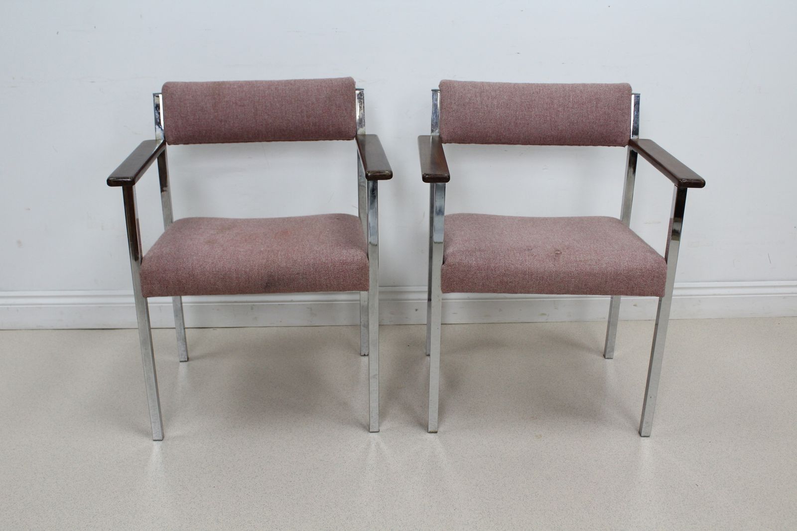 Set Of 2 Antocks Lairn Chrome And Teak Armchairs photo vintage
