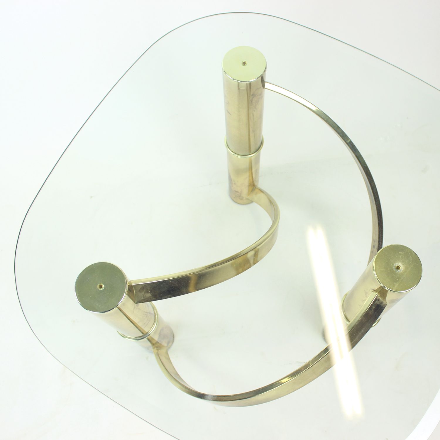 Swirl Coffee Table In Brass & Glass, Italy 1970s photo furniture