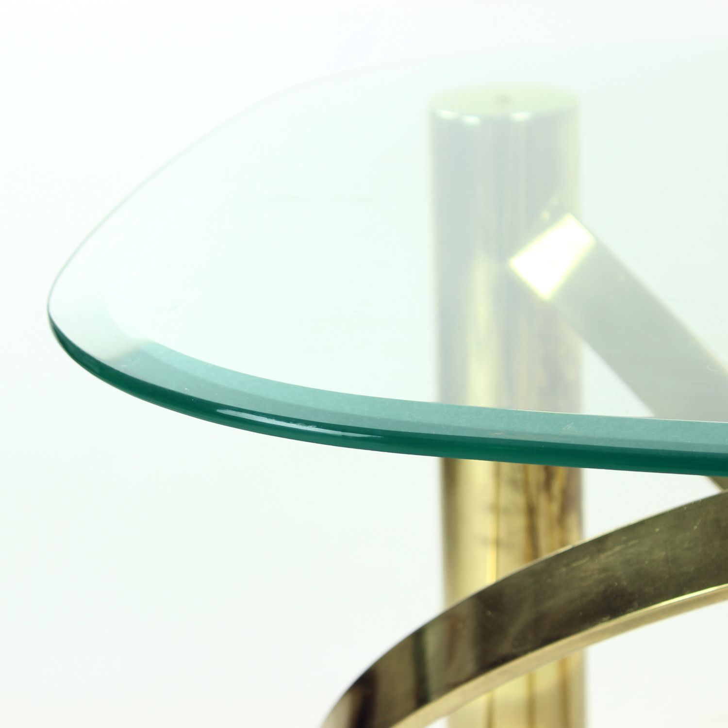 Swirl Coffee Table In Brass & Glass, Italy 1970s photo vintage