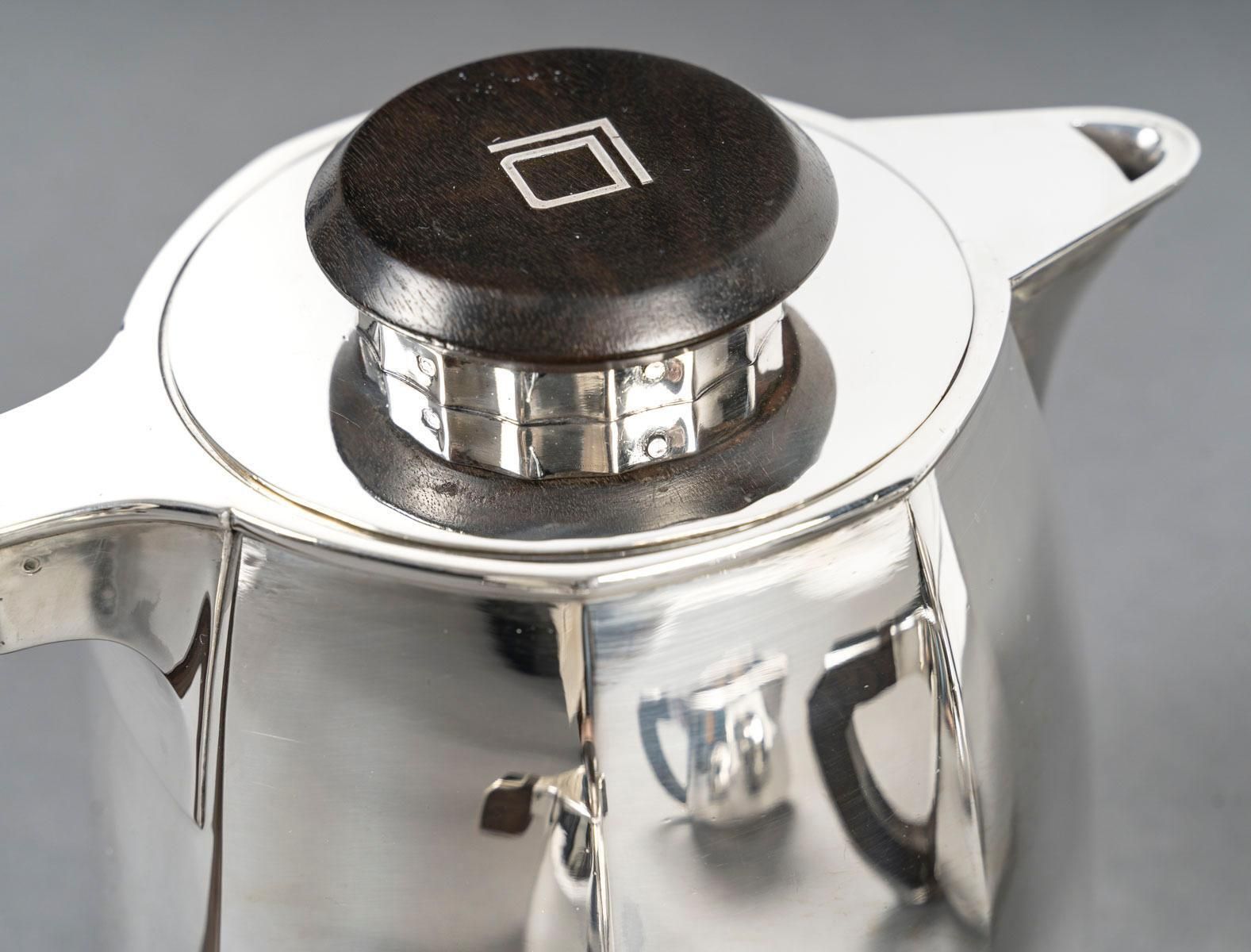 Jean E Puiforcat Tea And Coffee Set 4 Pieces Art Deco Silver Circa 1930 photo vinterior