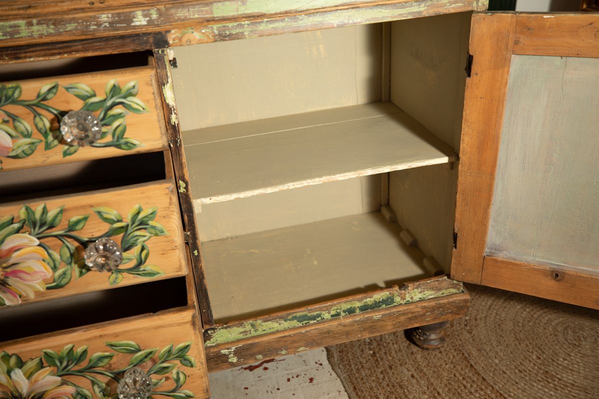 Furniture Victorian Pantry, Larder, Kitchen Circa 1840 With Hand Painted, One Off Design photo