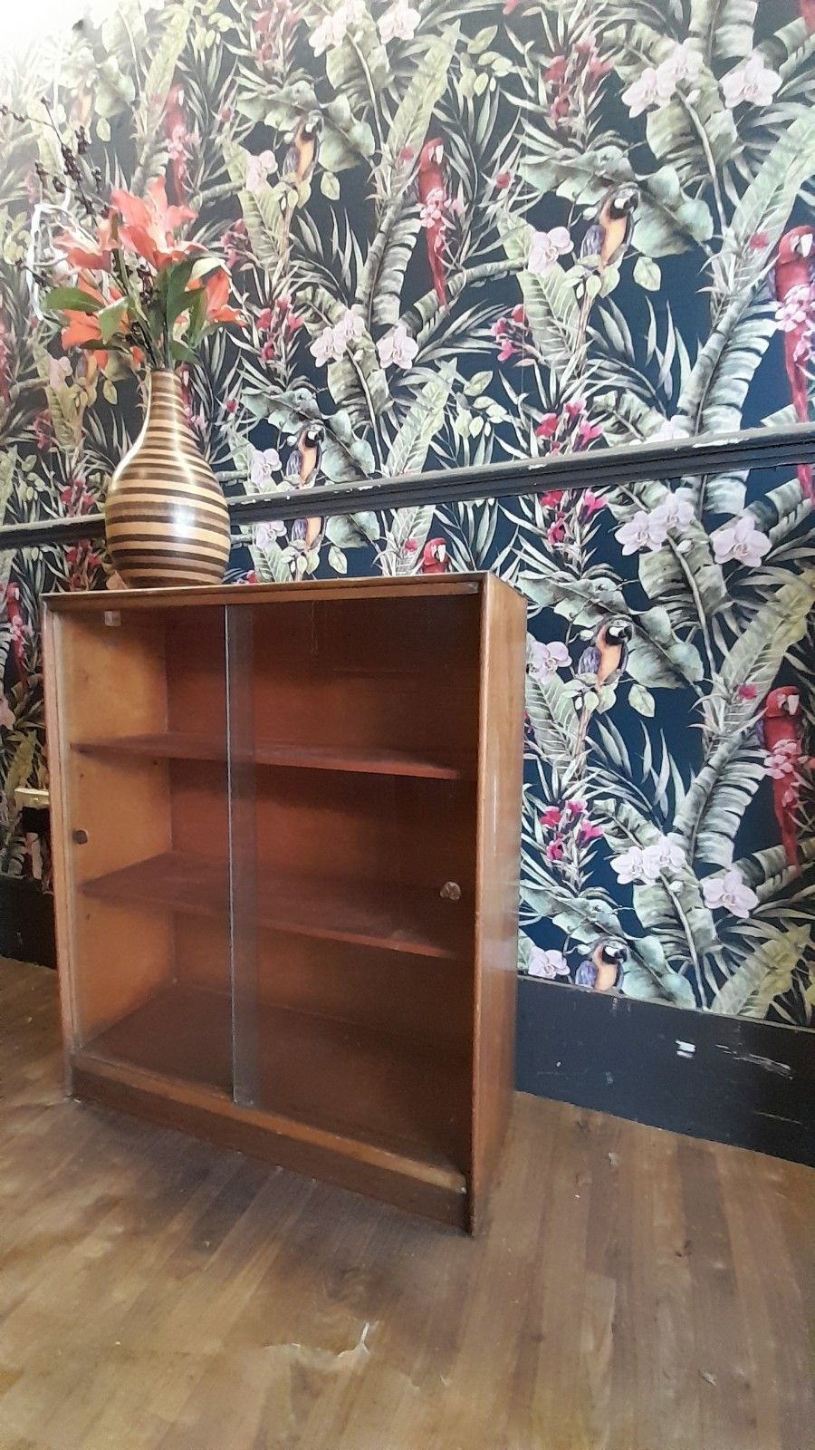 Vintage Booksase With 2 Removable Sliding Glass Doors photo vinterior
