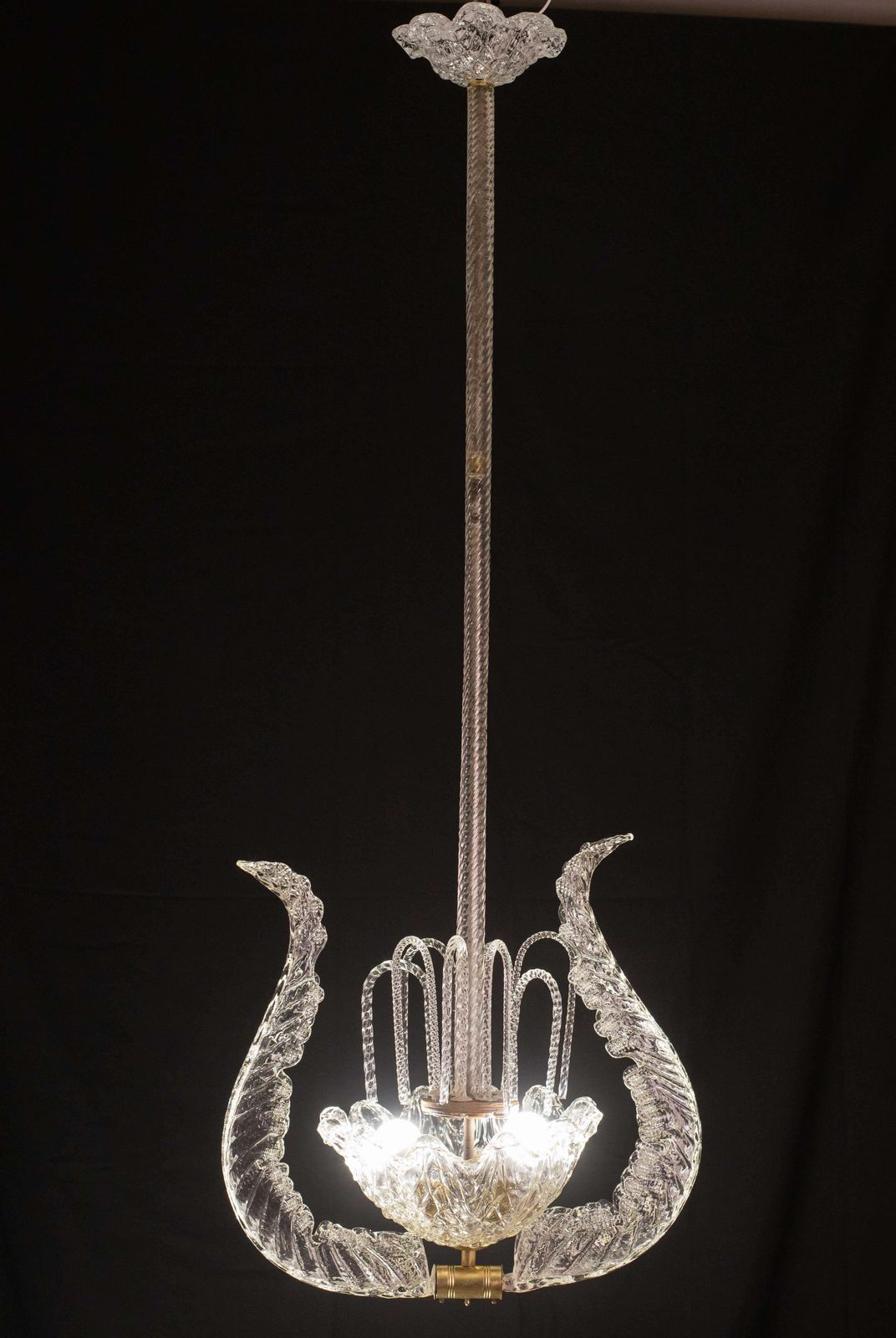 Set Of 4 Art Decò Fountain Chandelier By Barovier E Toso, Murano Glass, 1940 photo for sale