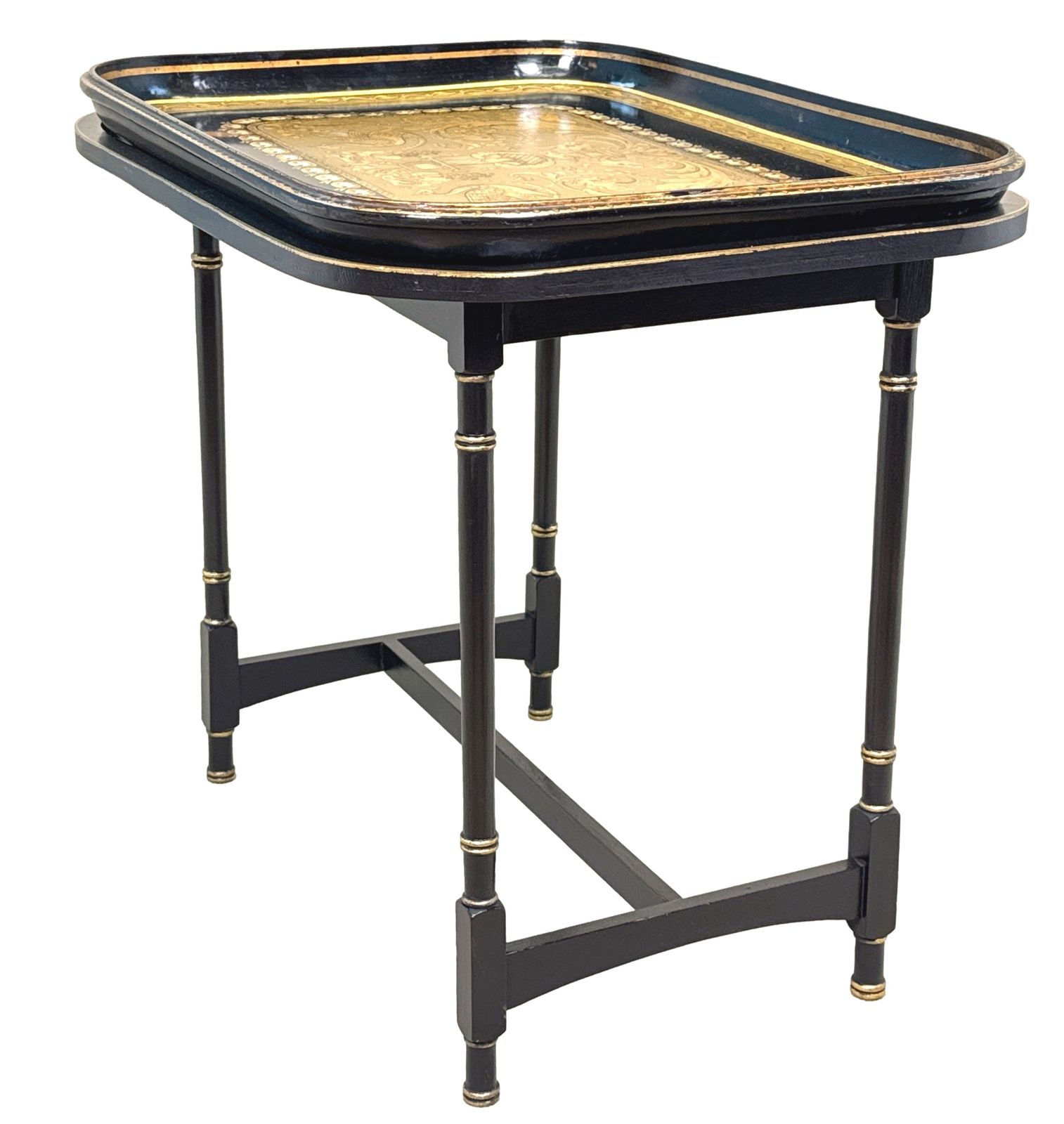 Fine 19th Century Papier Mache Tray On Stand (England, Dated 1875) photo furniture