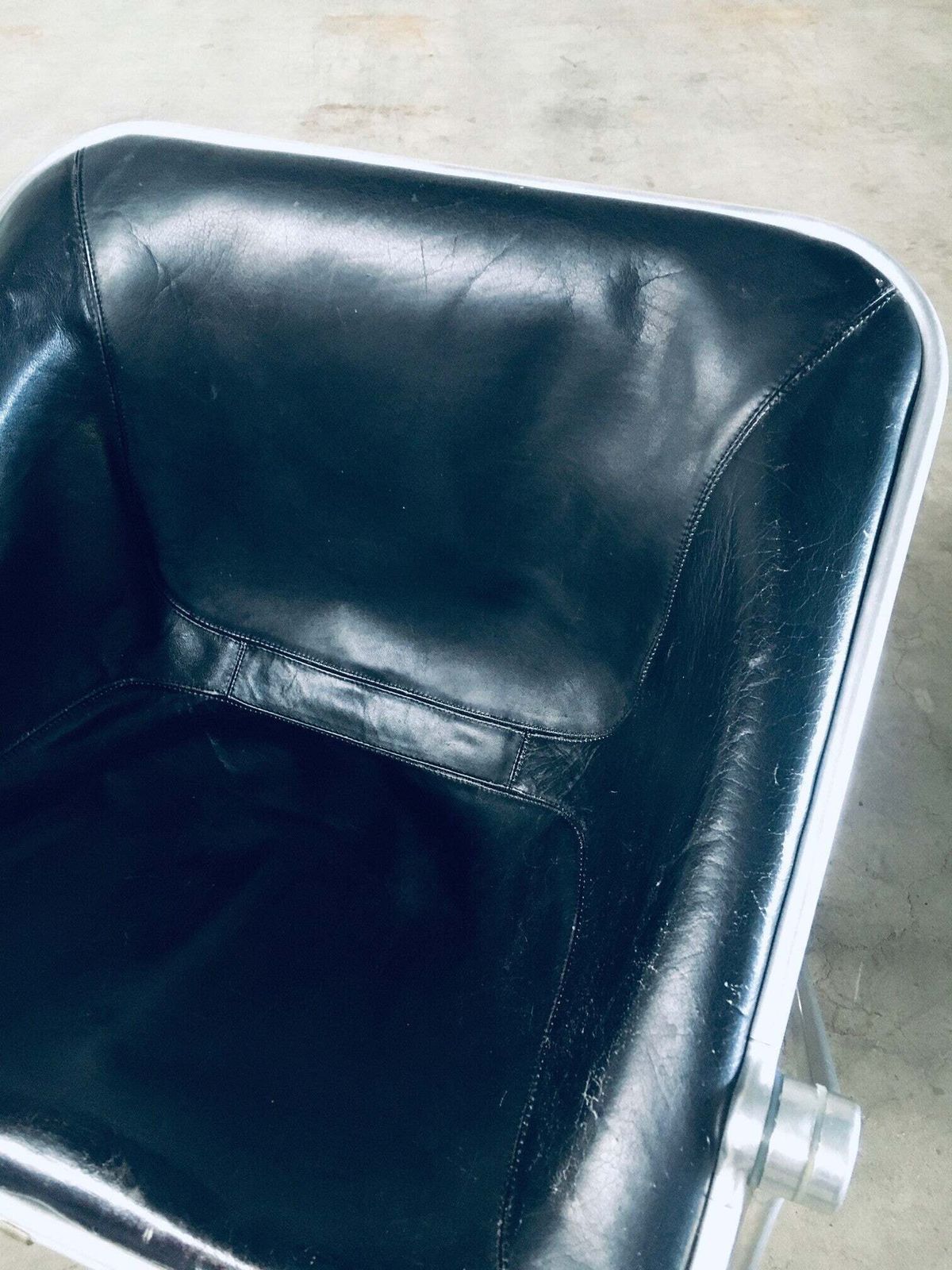 Plona Leather Side Chair By Giancarlo Piretti For Castelli, 1970's Italy photo vintage