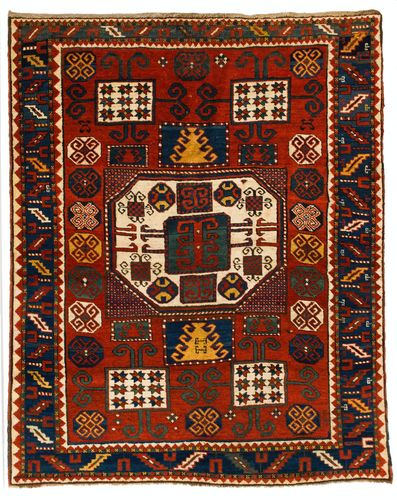 5.6x6.7 Ft Antique Caucasian Karatchoph Kazak Rug, Circa 1870