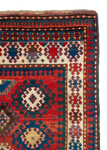 4.7x6.6 Ft Antique Caucasian Kazak Rug, Circa 1860, Original Good Condition photo for sale