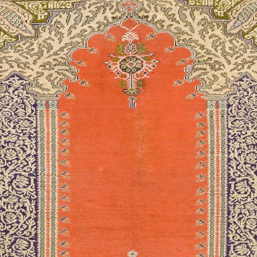 4.8x6.6 Ft Antique Turkish Panderma Rug With Archway, Vase, Chandelier & Flowers photo furniture