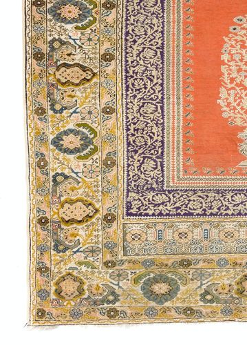 4.8x6.6 Ft Antique Turkish Panderma Rug With Archway, Vase, Chandelier & Flowers photo Textiles