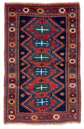 4.5x7 Ft Antique Caucasian Kazak Rug, Circa 1900, All Original