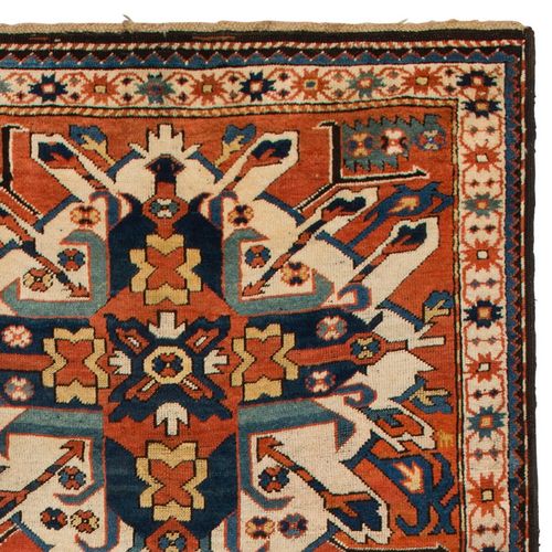 4.2x8.7 Ft Antique Sunburst Or Eagle Kazak Rug From Karabagh, Southern Caucasus photo 4799.0