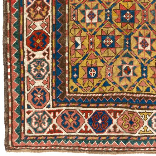 4x7 Ft Antique Caucasian Kazak Rug With Yellow Field. Circa 1880 photo Textiles