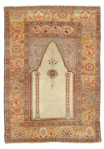4x5.6 Ft Antique Turkish Ghiordes 'Gordes' Prayer Rug, Ca 1880