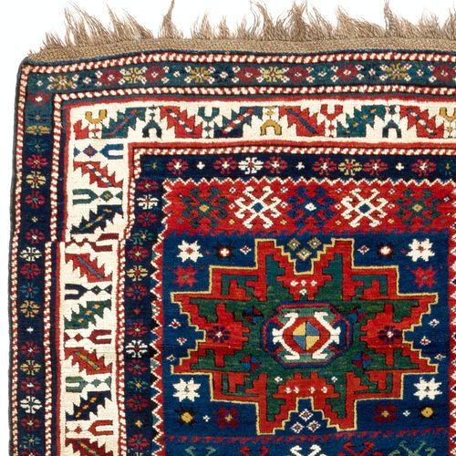 3.7x8.3 Ft Antique Caucasian Karabagh Kazak Rug With Lesghi Stars, Ca 1890 photo furniture