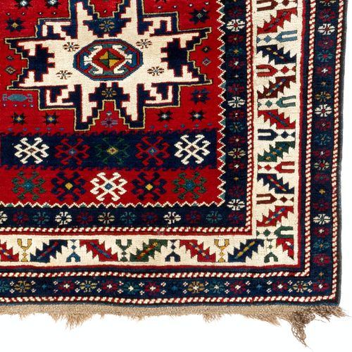 3.7x8.3 Ft Antique Caucasian Karabagh Kazak Rug With Lesghi Stars, Ca 1890 photo 3919.0