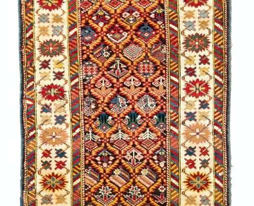 3x11 Ft Antique Caucasian Kuba Runner Rug, 19th Century. Excellent Condition photo for sale