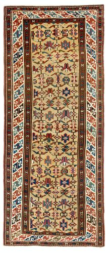 3x6.7 Ft Antique Caucasian Daghestan Rug, Circa 1880