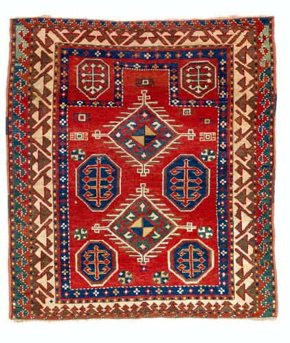 3.5x4 Ft Rare Antique Caucasian Borchalo Kazak Prayer Rug, Circa 1875