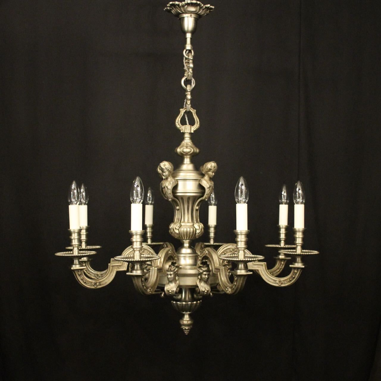 French Silver Bronze 8 Light Antique Chandelier photo 3750.0
