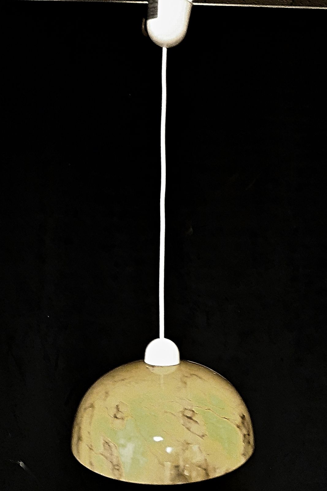 Art Deco Pendant Light Beige Marble Like Glass With Inner White Opaline Glass Layer Rare, Unique France 1930s photo buy