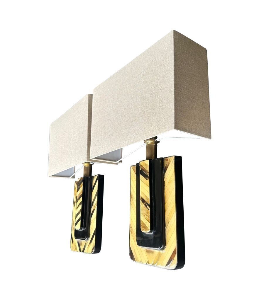 An Unusual Pair Of 1970s Italian Lacquered Marquetry Bone And Brass Wall Sconces photo Lighting