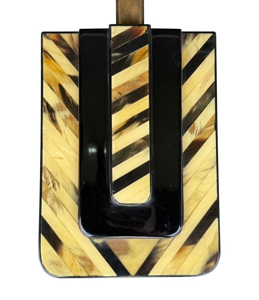 An Unusual Pair Of 1970s Italian Lacquered Marquetry Bone And Brass Wall Sconces photo vinterior