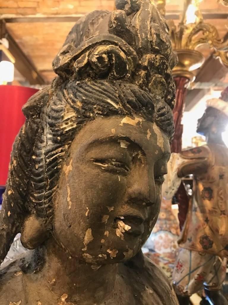 Early 19th Century Large Wooden Hindu Festival Icon Of Indra photo for sale