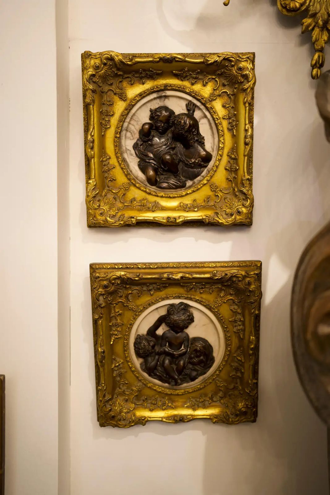 French Marble, Bronze And Giltwood Cameo Wall Art, Early 20th Century photo for sale