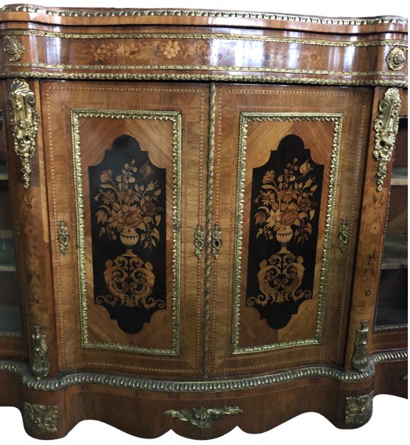 19th Century Walnut And Floral Marquetry Credenza photo for sale