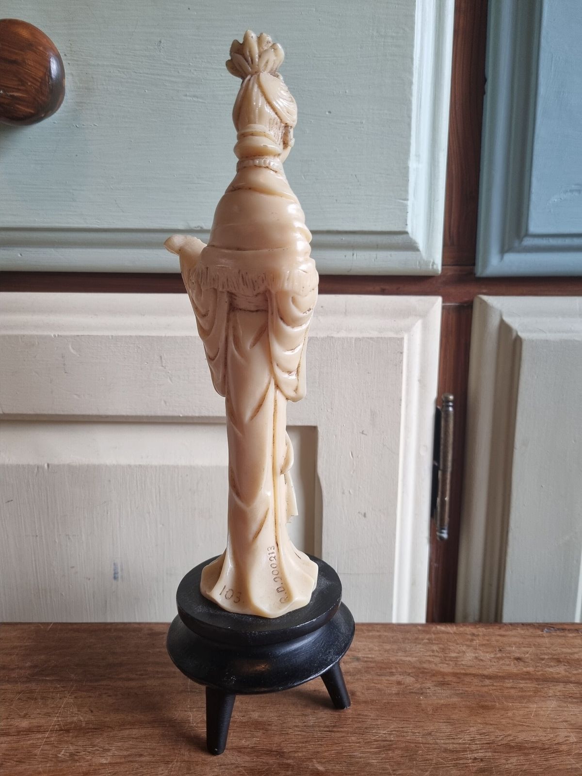 Japanese Geisha Resin Figurine | Traditional Asian Woman Sculpture | Kimono Figure On Stand | 1960s Asian Statue, Oriental Girl Holding Ruan photo buy