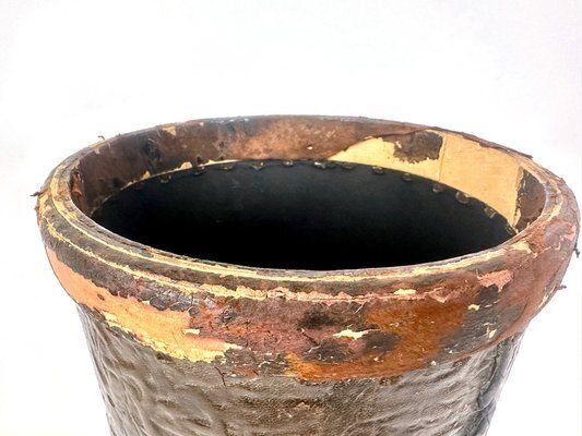 photo buy Embossed Leather Waste Paper Basket From Georg Hulbe, 1900s