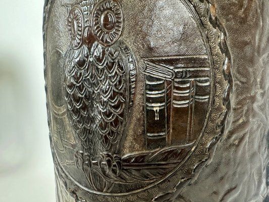 photo vintage Embossed Leather Waste Paper Basket From Georg Hulbe, 1900s