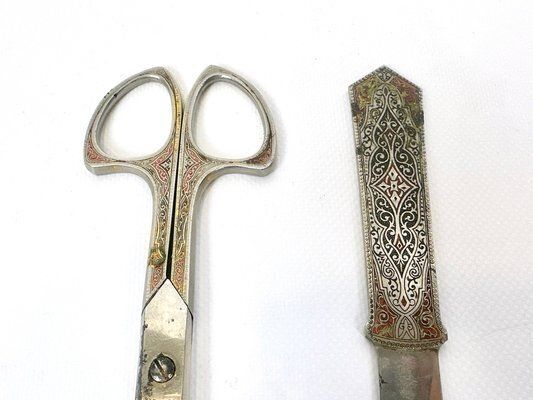 Art Nouveau Letter Opener And Scissor Desk Set From Lerche Solingen, 1910s, Set Of 3 photo Home Decor