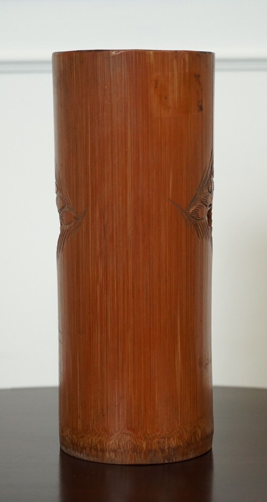 Old Chinese Bamboo Brush Pot Dried Flower Vase photo 350.0