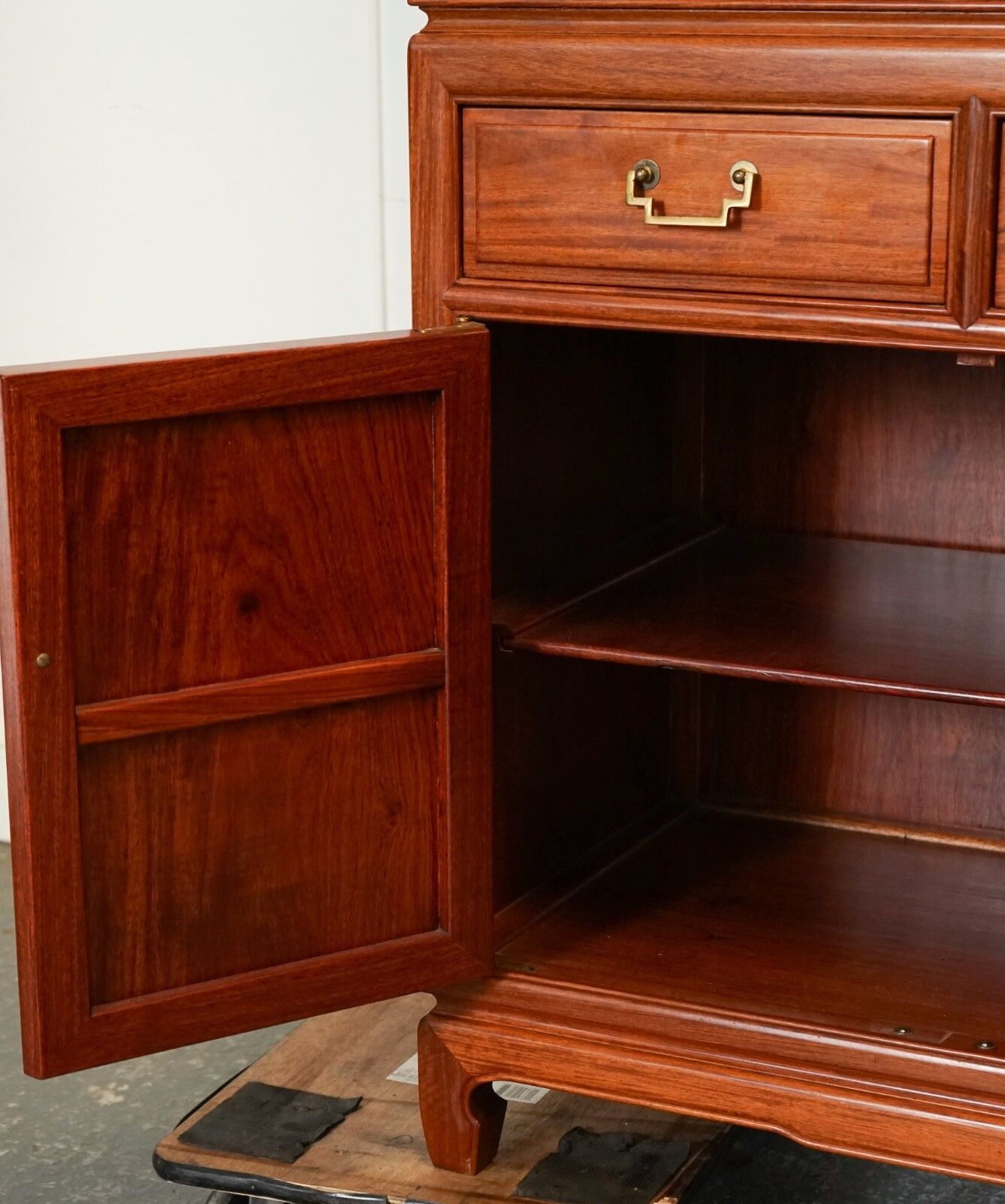 1995.0 Large Vintage Oriental Chinese Carved Solid Hardwood Bookcase Display Cabinet photo