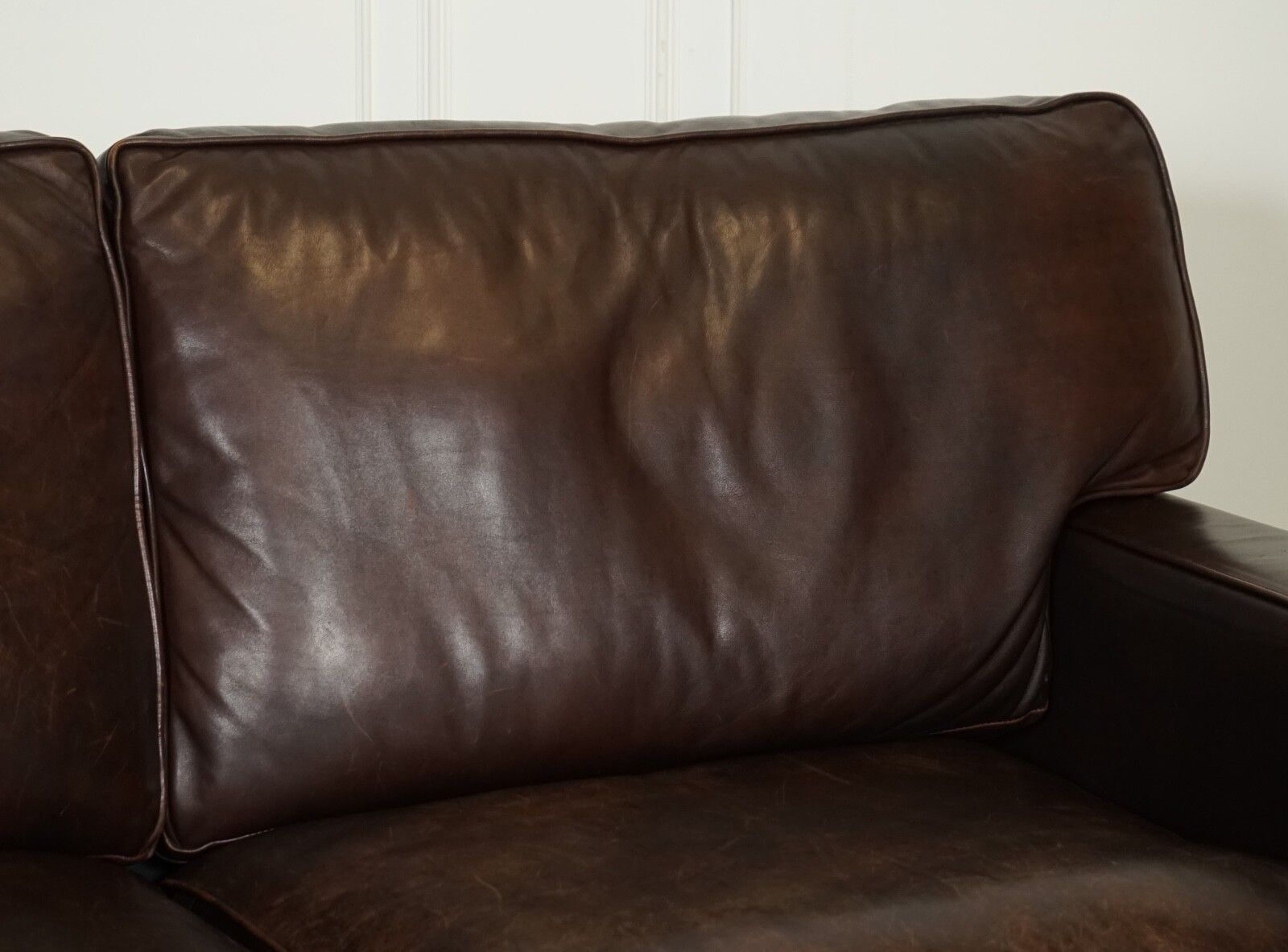 Vintage Distressed Brown Leather Two To Three Seater Sofa photo vintage