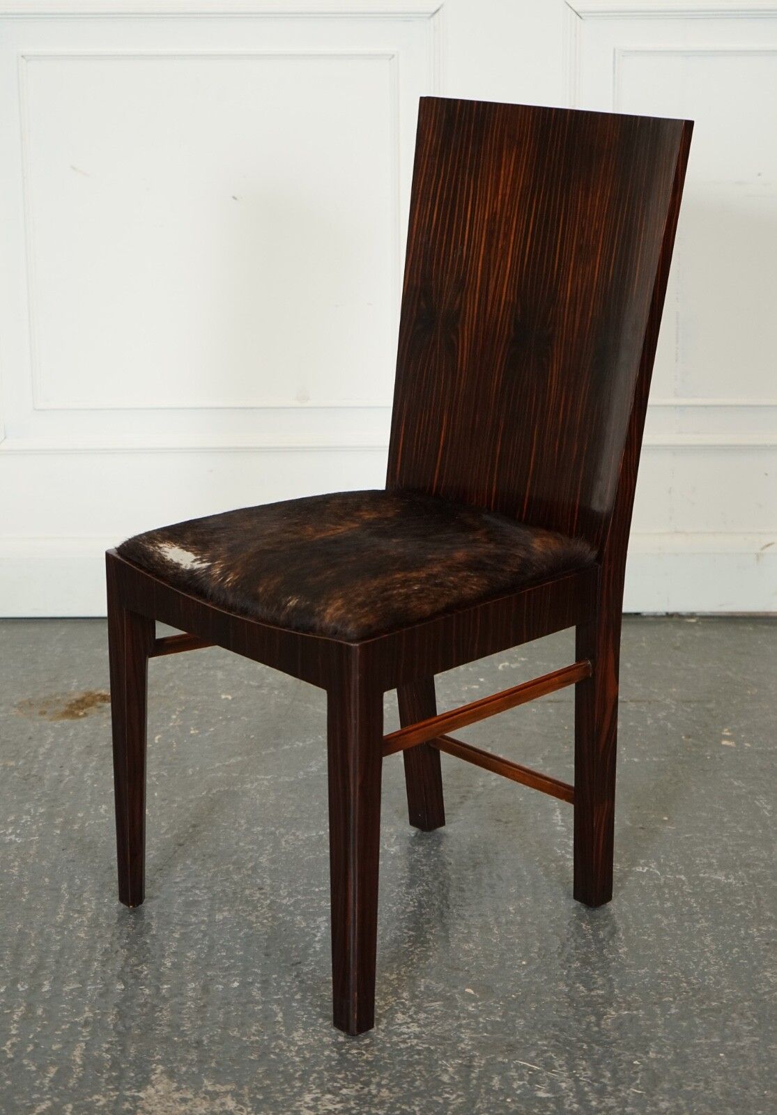 Art Deco Style Theodore Alexander Office Side Chair With Pony Hide Seat photo for sale
