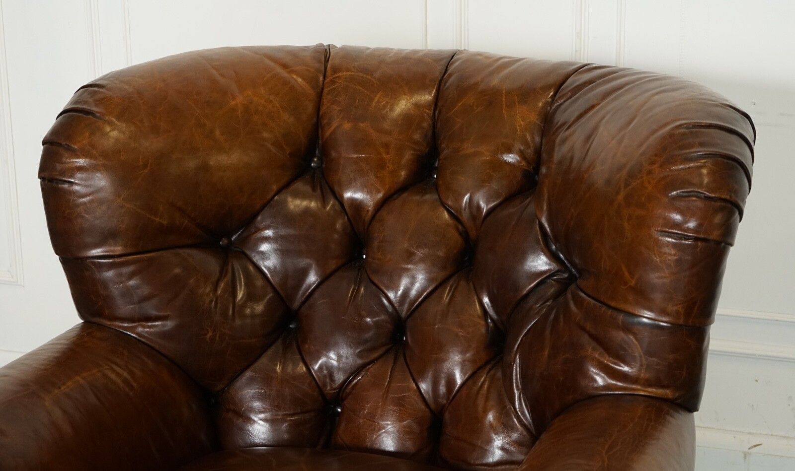 Fully Restored Hand Dyed Leather Writers Reading Armchair With Footstool photo buy