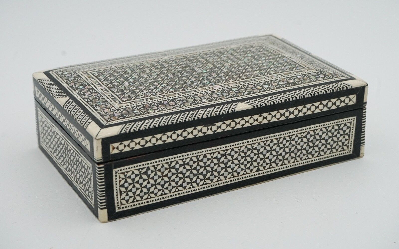 Moorish Micro Mosaic Inlaid Mother Of Pearl Trinket Jewellery Storage Box photo furniture