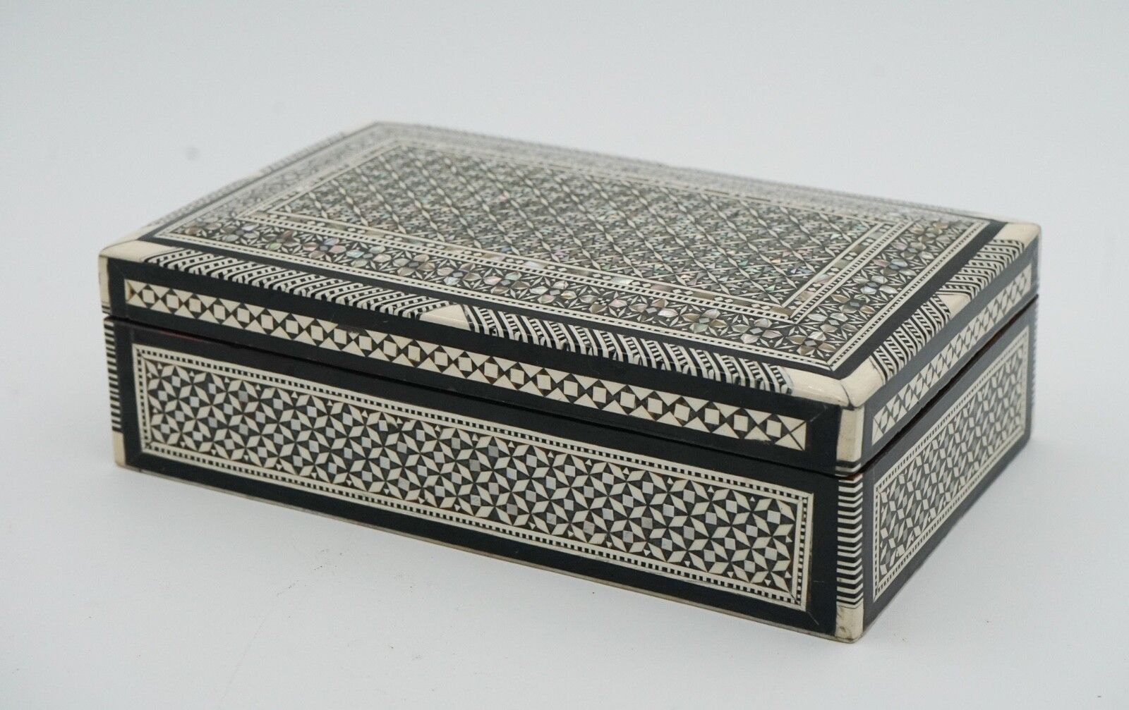 Moorish Micro Mosaic Inlaid Mother Of Pearl Trinket Jewellery Storage Box photo Home Decor