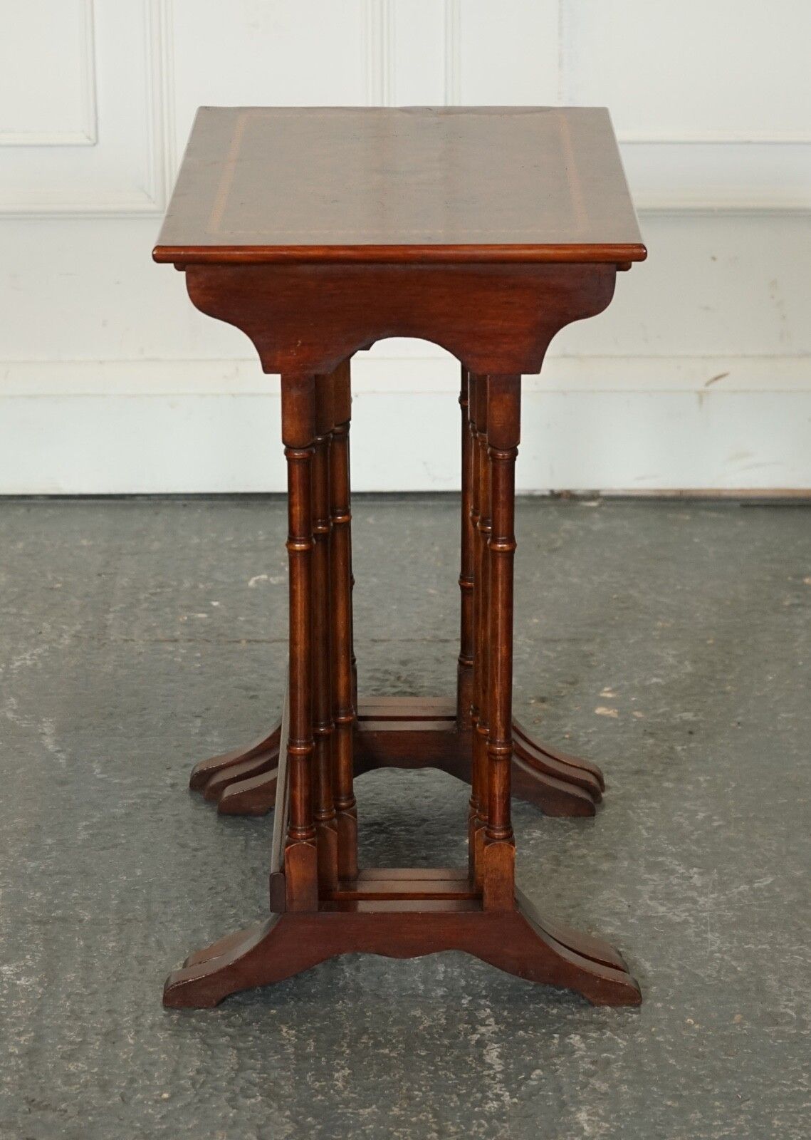 Restored Vintage Sheraton Revival Burr Walnut Nest Of Tables photo vinterior