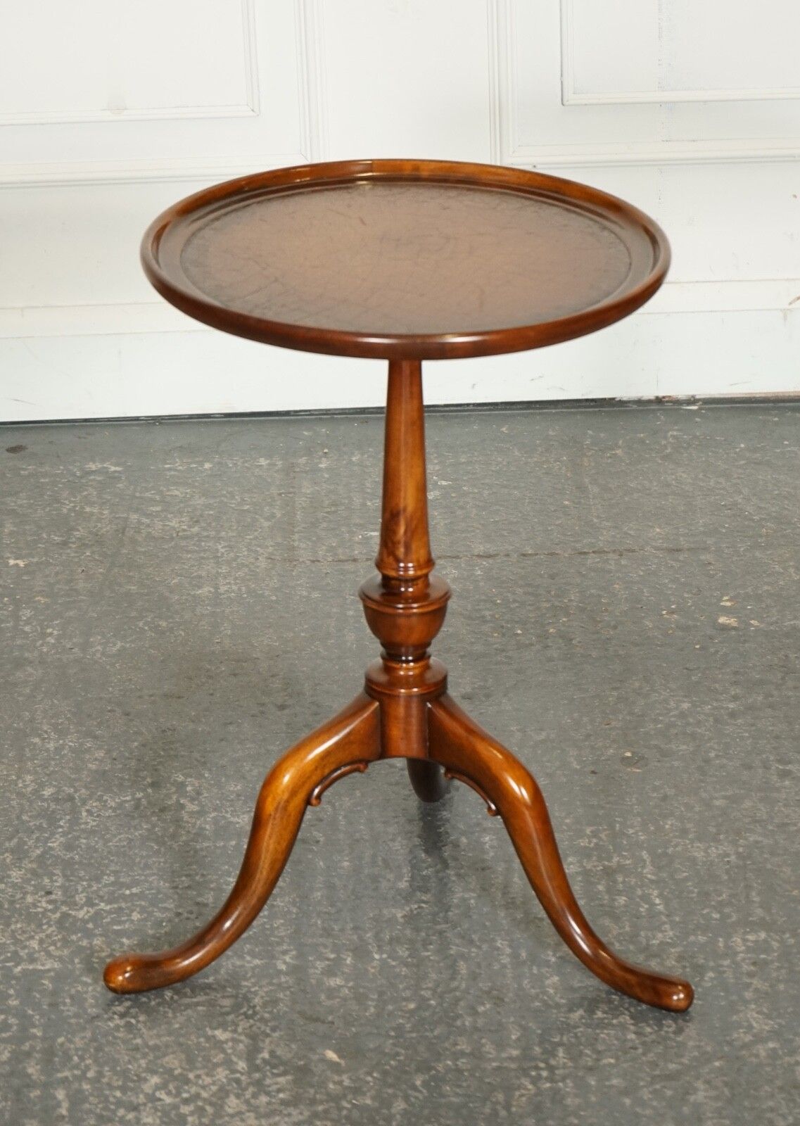 Vintage Theodore Alexander Brown Leather Top Side End Wine Table photo furniture