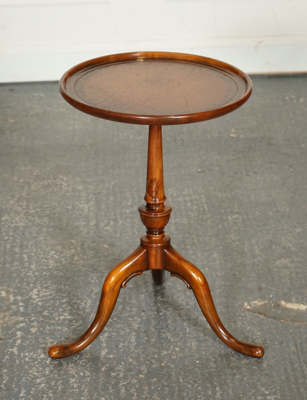 Vintage Theodore Alexander Brown Leather Top Side End Wine Table photo for sale
